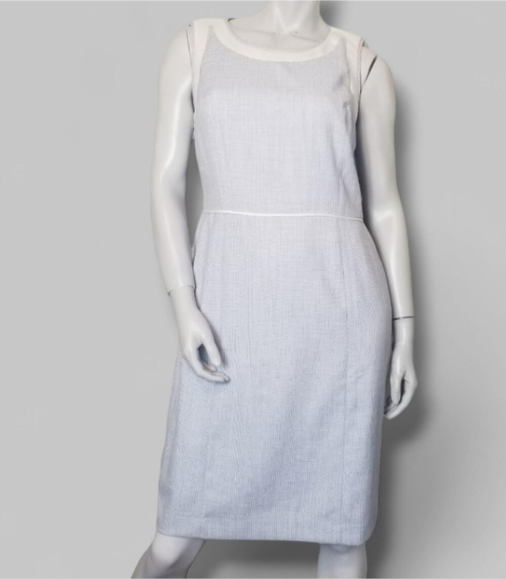 Talbots SZ 6 Dress Blue White Tweed NEW Lined Sleeveless Sheeth Midi Career